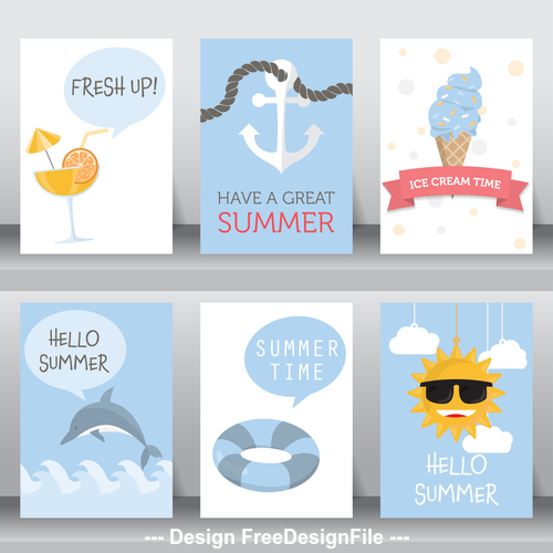 Happy summer card collection vector
