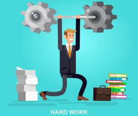 Hard work cartoon illustration vector