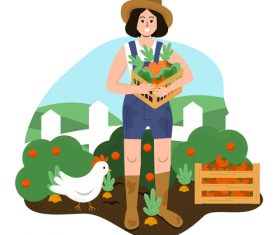 Harvest organic vegetables cartoon illustration vector