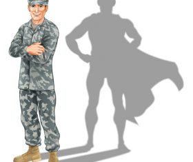 Hero soldier shadow vector