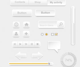 Interface paper cut button design element vector
