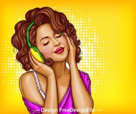 Cute girls pop art illustration style vector free download