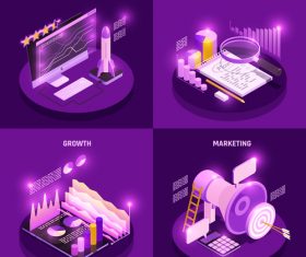 Isometric symbols collection vector