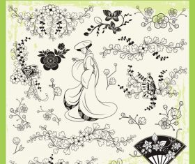 Japanese traditional illustration vector