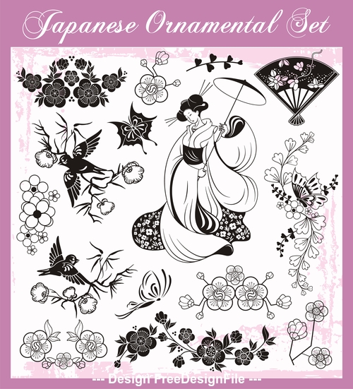 Japanese traditional ornaments vector
