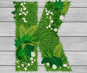K floral letters vector