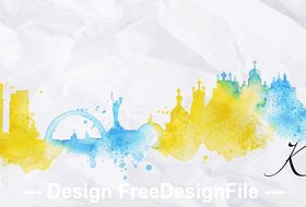Kiev watercolor city silhouette vector