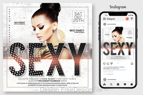 Ladies Night Flyer PSD Template and Phone Template