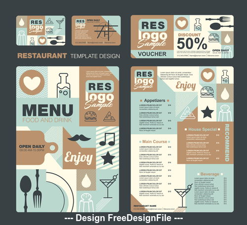 Light blue cover kids meal menu vector template