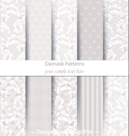 Light damask patterns vector