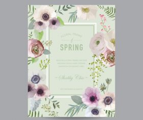 Light green background floral frame card vector