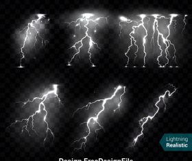 Lightning night sky realistic illustrations vector