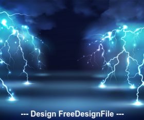 Lightning vector in the night sky