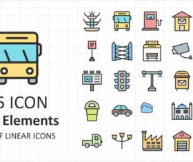 Linear city elements icon vector