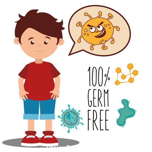 Little boy and bacteria vector