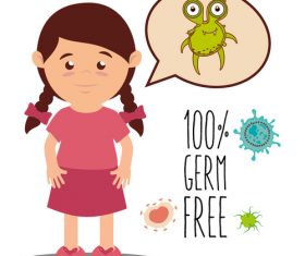 Little girl and bacteria vector