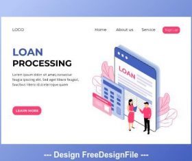 Loan processing isometric page vector