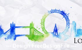 London watercolor city silhouette vector