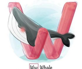 Look at the picture literacy W letter vector