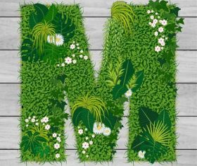 M floral letters vector