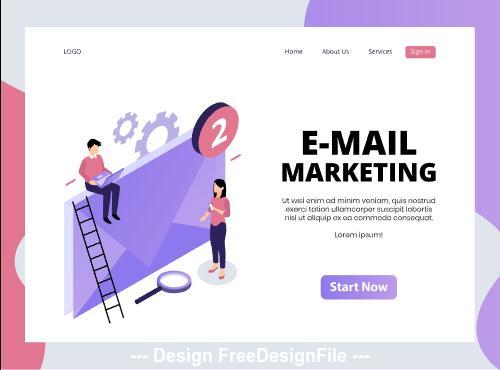 Mail marketing isometric page vector