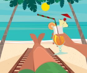Man enjoying a good vacation vector