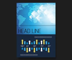 Map background flyer brochure design template vector