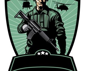 Marine corps cartoon pattern vector