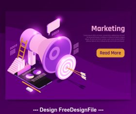 Marketing isometric symbols vector