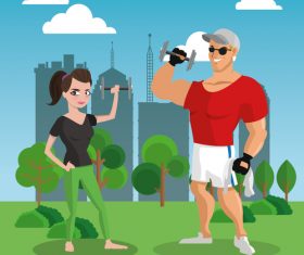 Men and women arm exercise vector
