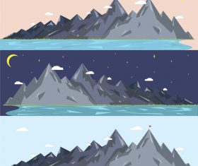 Mountain day and night change nature landscape vector