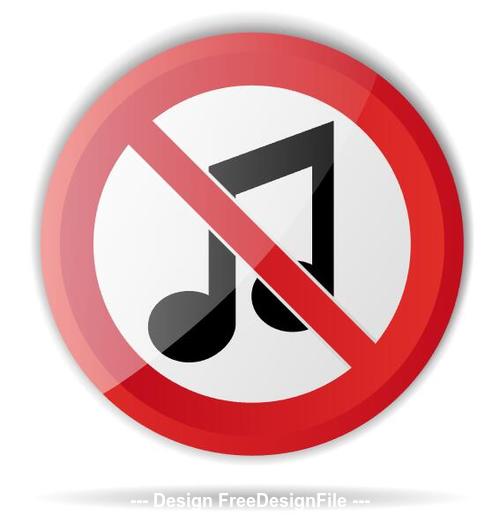 Music prohibition sign vector