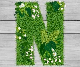 N floral letters vector
