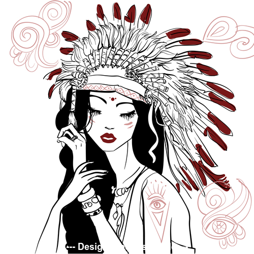 Native American girl vector