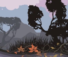 Nature silhouette background vector