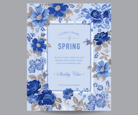 Oil painting floral frame card vector
