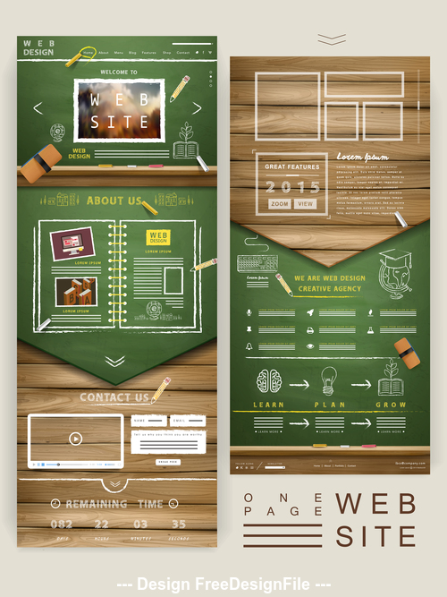 One page education website design template vector