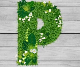 P floral letters vector