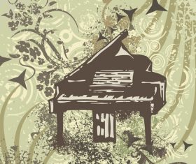 Piano musical instruments grunge background vector