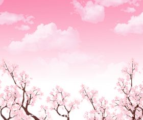Pink background cherry blossom vector
