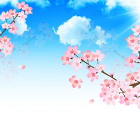 Pink cherry blossom illustration vector