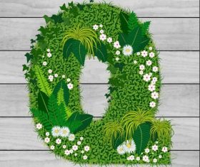 Q floral letters vector