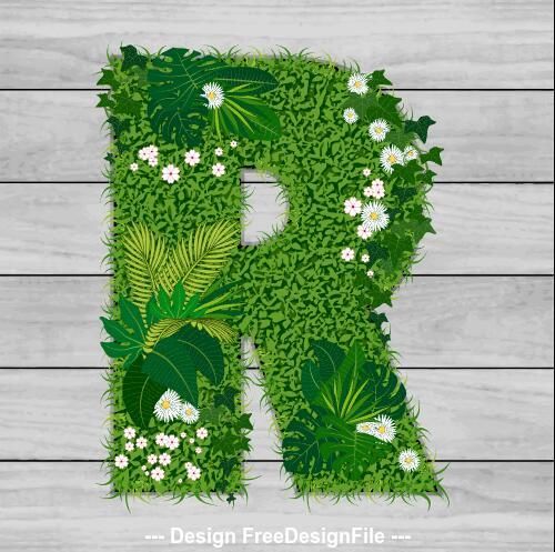 R floral letters vector
