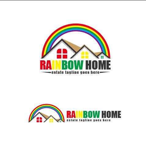 Rainbow home logo vector