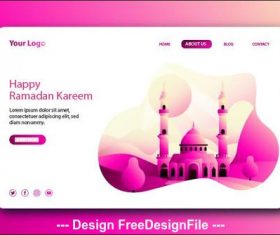Ramadan kareem landing page vector on pink background