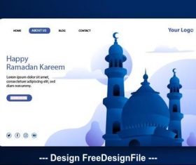 Ramadan kareem landing page vector on white background