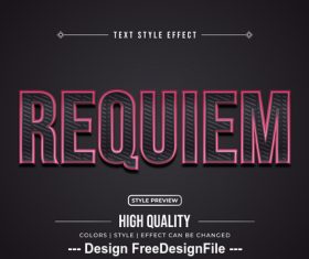 Requiem editable font effect text vector