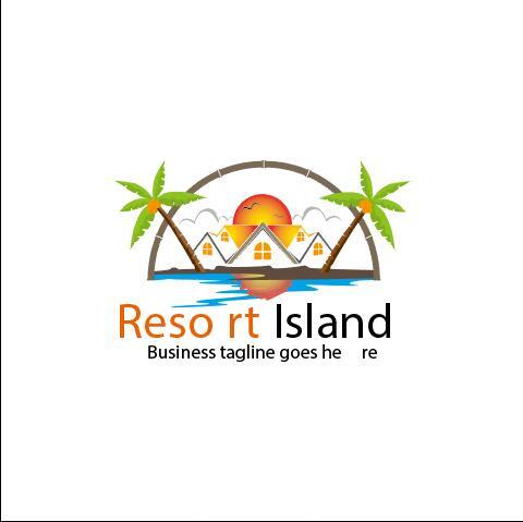 Resort island logo vector
