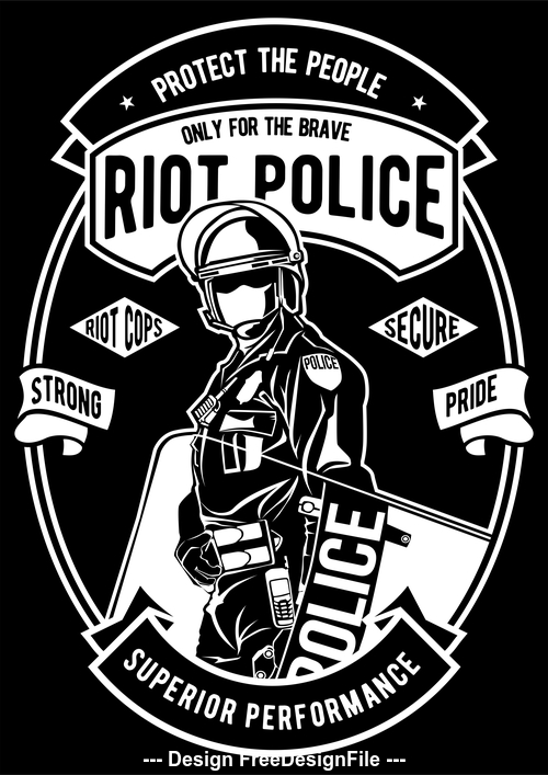 Download Riot police emblem design illustrations vector free download