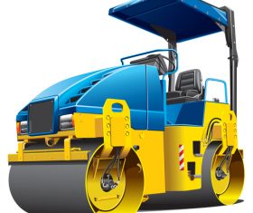 Road roller cartoon vector